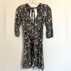 Free People gray floral paisley print open back dress